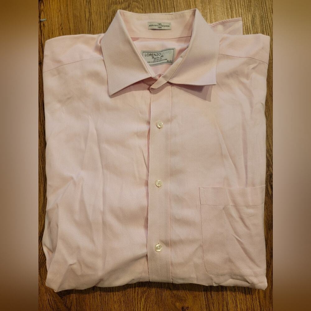 Mens Lorenzo Uomo Regular Fit 34/35 Baby Pink Long Sleeve Dress Shirt.